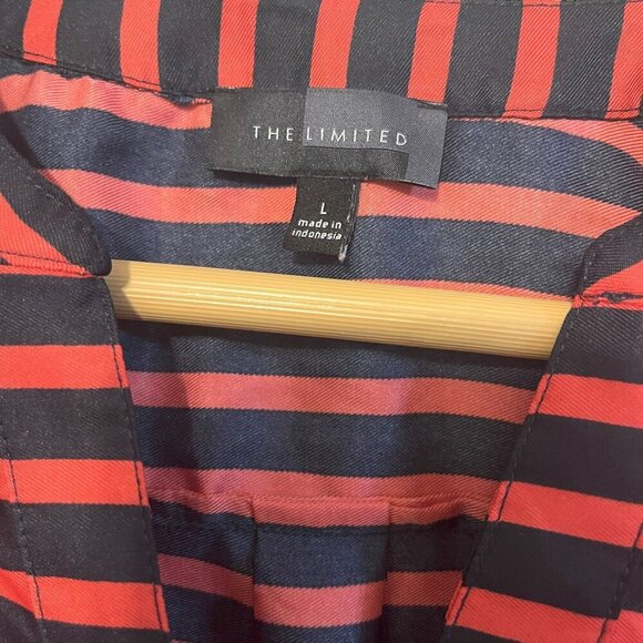 Limited Red & Blue Striped Blouse – Size Large, EUC, Classic Button-Front Top - Picture 5 of 5